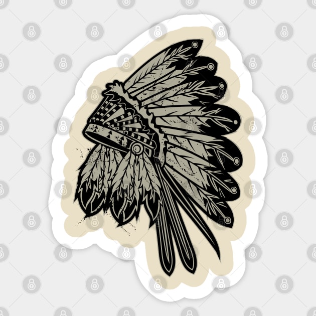 Native American War Bonnet Headdress Eagle Feather Hat Sticker by Havous